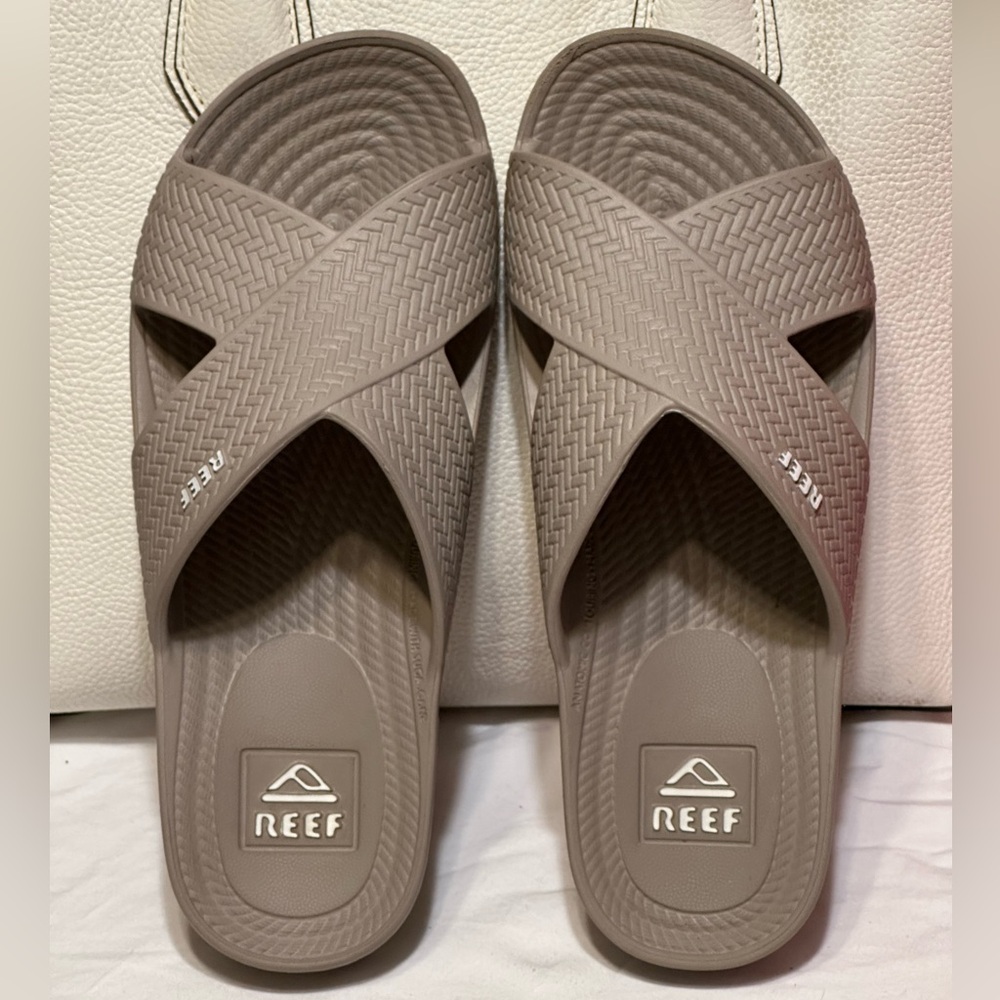 New Reef Water X Slides Sandals women 7 khaki tan brown wheat taupe neutral shoe